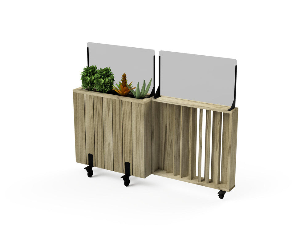 Kit Jardinera Alta De Madera Con Barandilla Y Cortavientos 40 Cm 75x24x80 Cm Hortalia_0