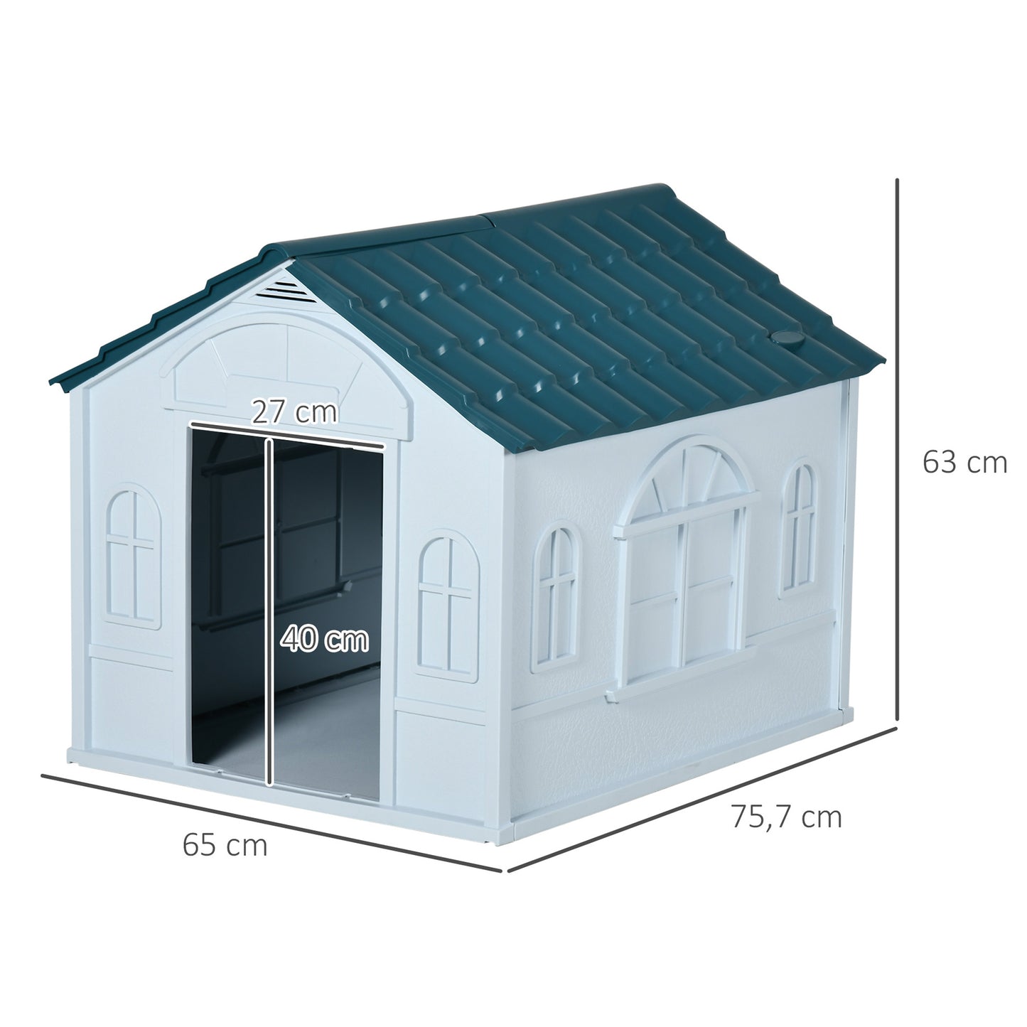 Pawhut Caseta Para Perros Para Exterior 65x75,7x63 Cm Azul Verdoso Y Blanco_2