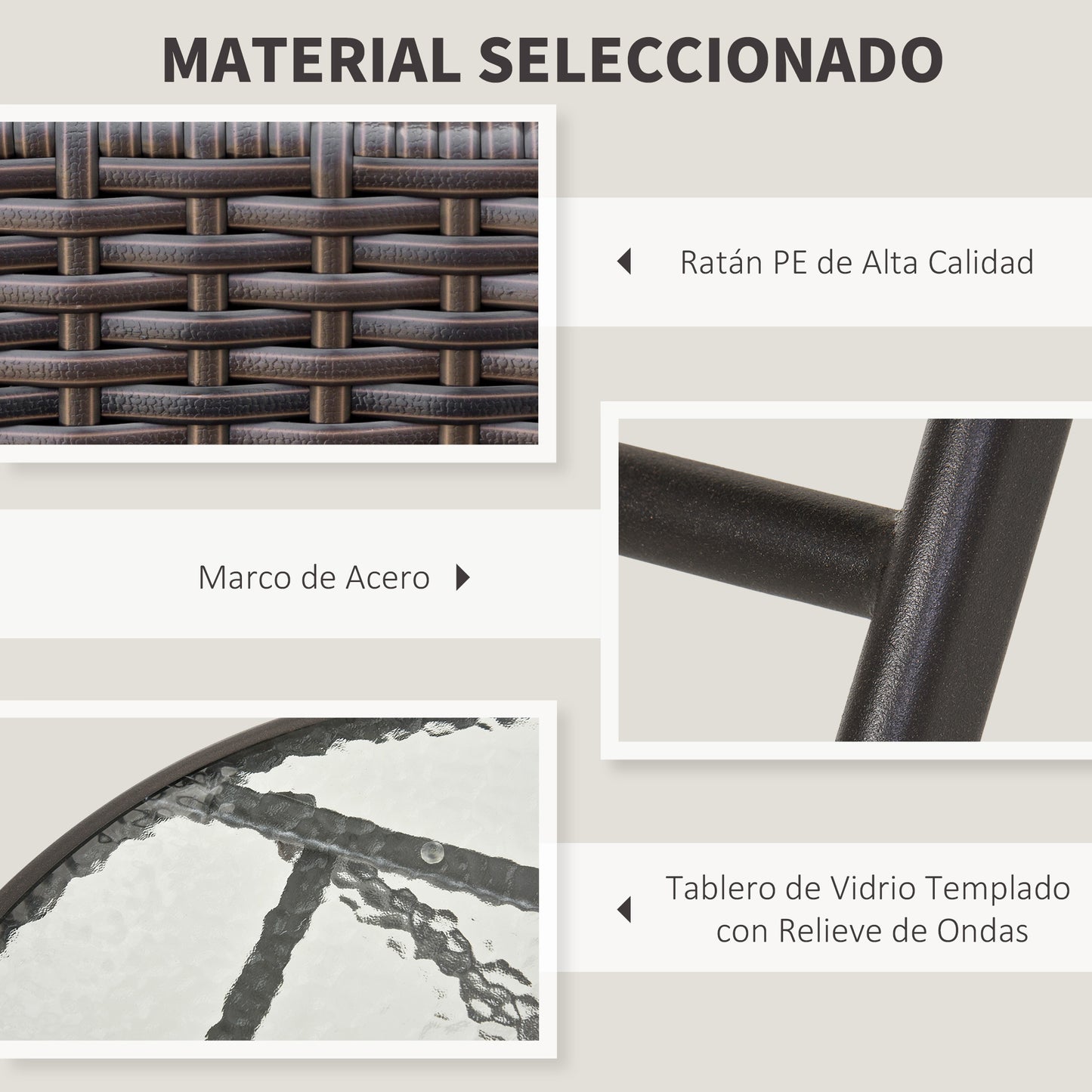 Outsunny Conjunto De Mesa Y 2 Sillas Muebles Ratán Para Jardín Exterior Patio_5