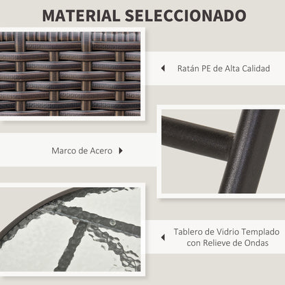 Outsunny Conjunto De Mesa Y 2 Sillas Muebles Ratán Para Jardín Exterior Patio_5