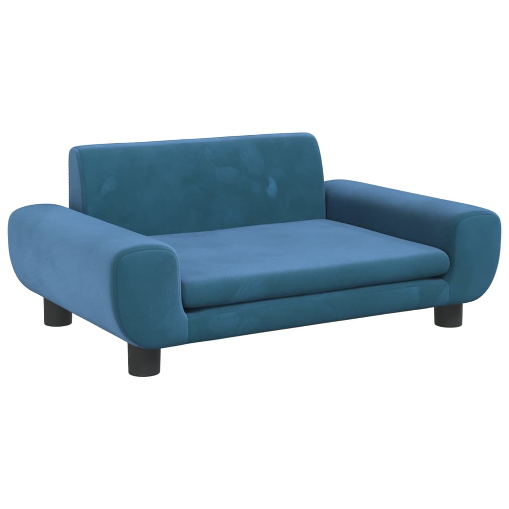 Cama Para Perros De Terciopelo Azul 70x45x33 Cm / Vetonek_0
