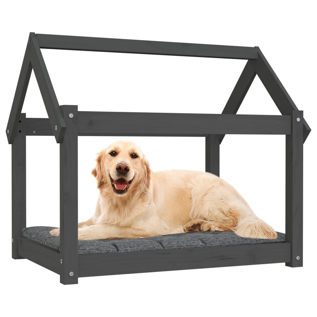 Vidaxl Cama Para Perros Madera Maciza De Pino Gris 81x60x70 Cm_3