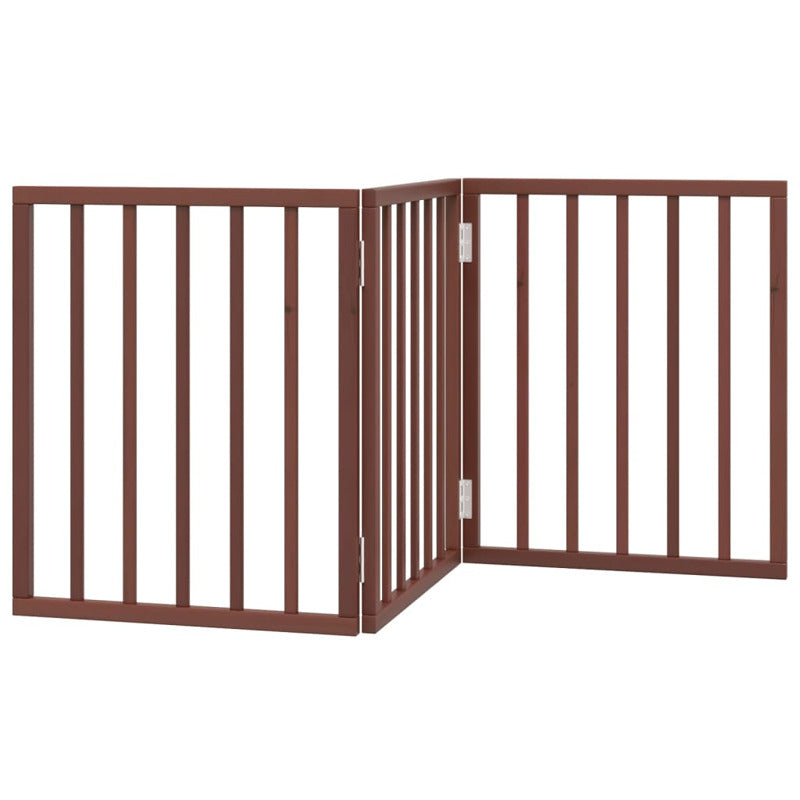 Vidaxl Puerta Para Perros Plegable 3 Paneles Madera Álamo Marrón 150cm_5
