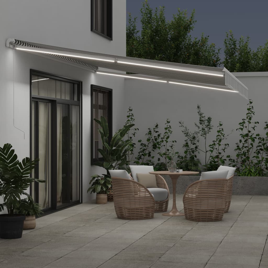 Toldo Retráctil Manual Luz Led Antracita Y Blanco 500x350 Cm_2