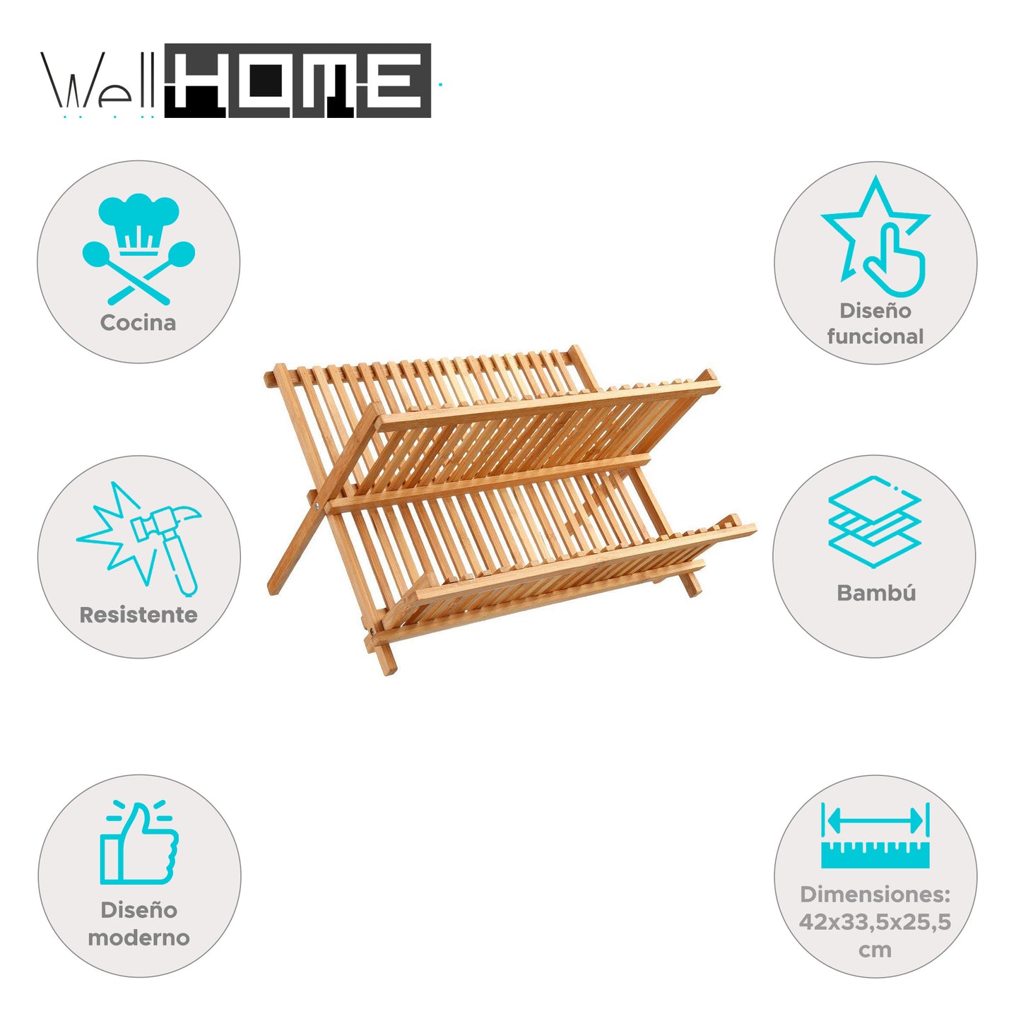 Well Home - Escurridor De Bambú Plegable_1