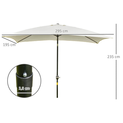 Outsunny Sombrilla Jardín Aluminio 200x300x240 Cm Inclinable Con Manivela Crema_2