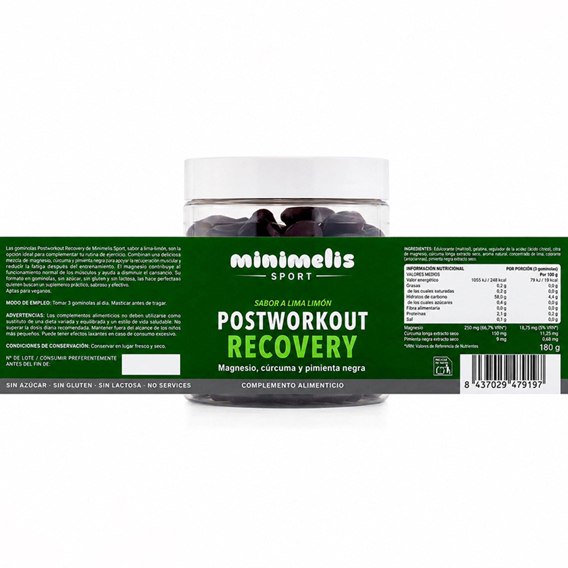 Gominolas Postworkout Recovery Con Magnesio, Cúrcuma Y Pimienta Negra Sabor Lima Limon 60 Ud_2
