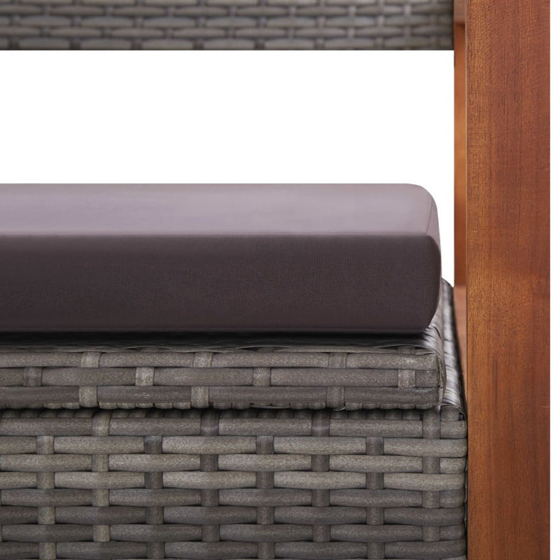 Vidaxl Banco De Almacenaje Ratán Sintético Madera Acacia Gris 115 Cm_5
