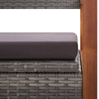 Vidaxl Banco De Almacenaje Ratán Sintético Madera Acacia Gris 115 Cm_5