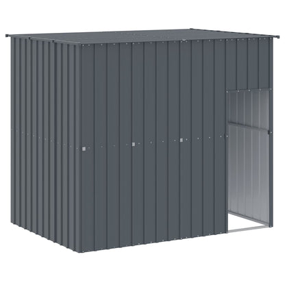 Caseta Perros Con Tejado Acero Galvanizado Gris 214x153x181 Cm_0