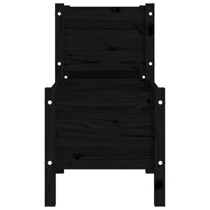 Jardinera De Madera De Pino Maciza Negra 178,5x44x75 Cm_4