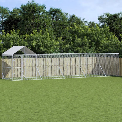 Vidaxl Perrera De Exterior Con Techo Acero Galvanizado Plata 10x2x2,5m_1