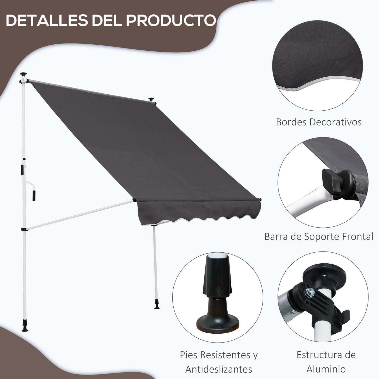 Outsunny Toldo Manual Retráctil 2x1_5