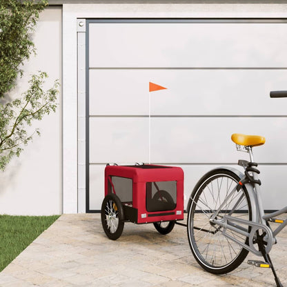 Vidaxl Remolque De Bicicleta Mascotas Hierro Tela Oxford Rojo Negro_1