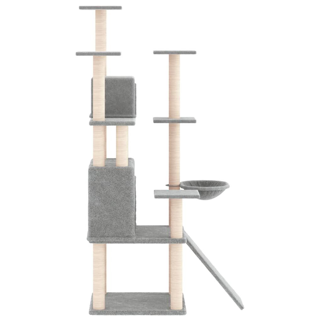 Vidaxl Rascador Para Gatos Con Postes De Sisal Gris Claro 154 Cm_3