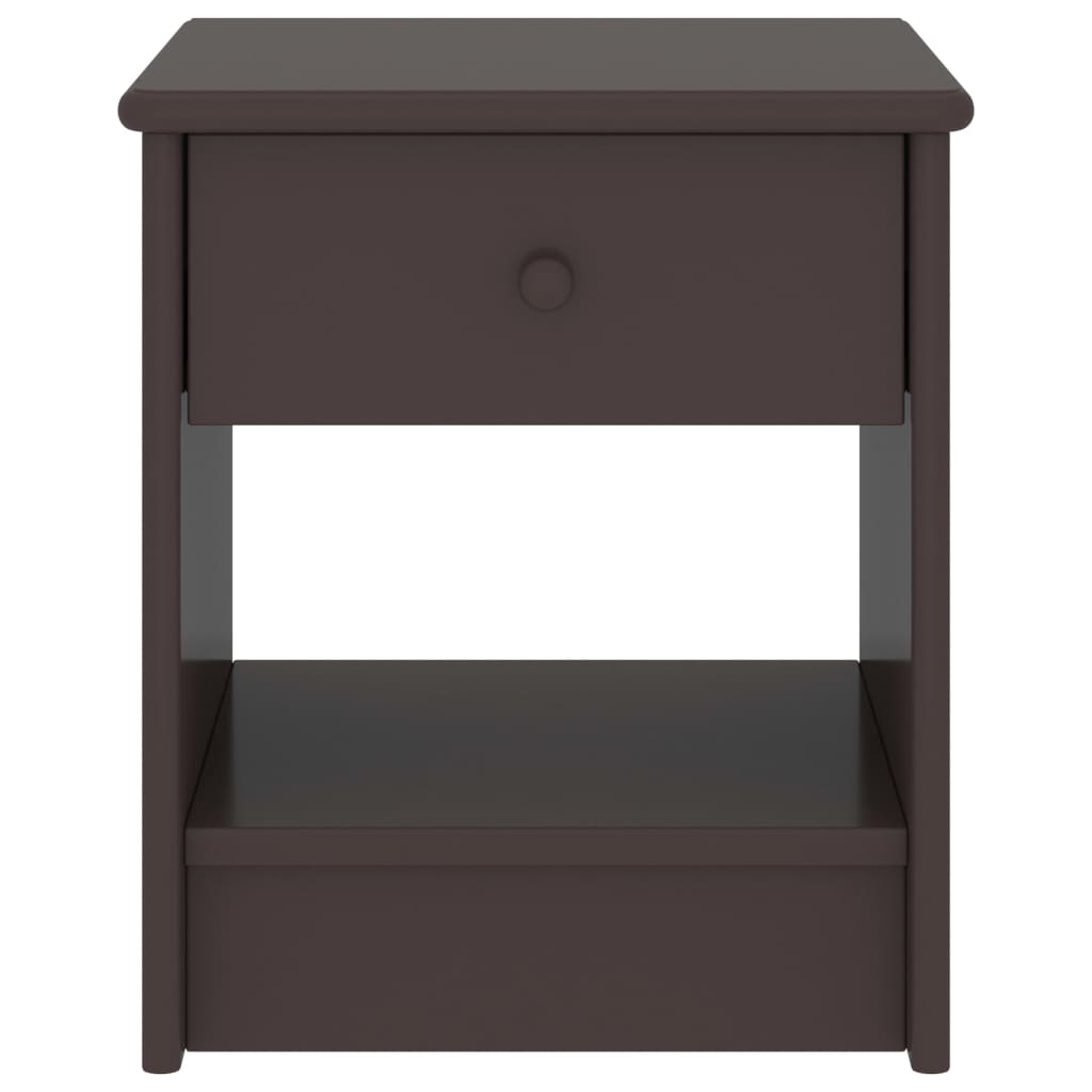Mesitas De Noche Madera Maciza De Pino Marrón Oscuro 35x30x40cm_0