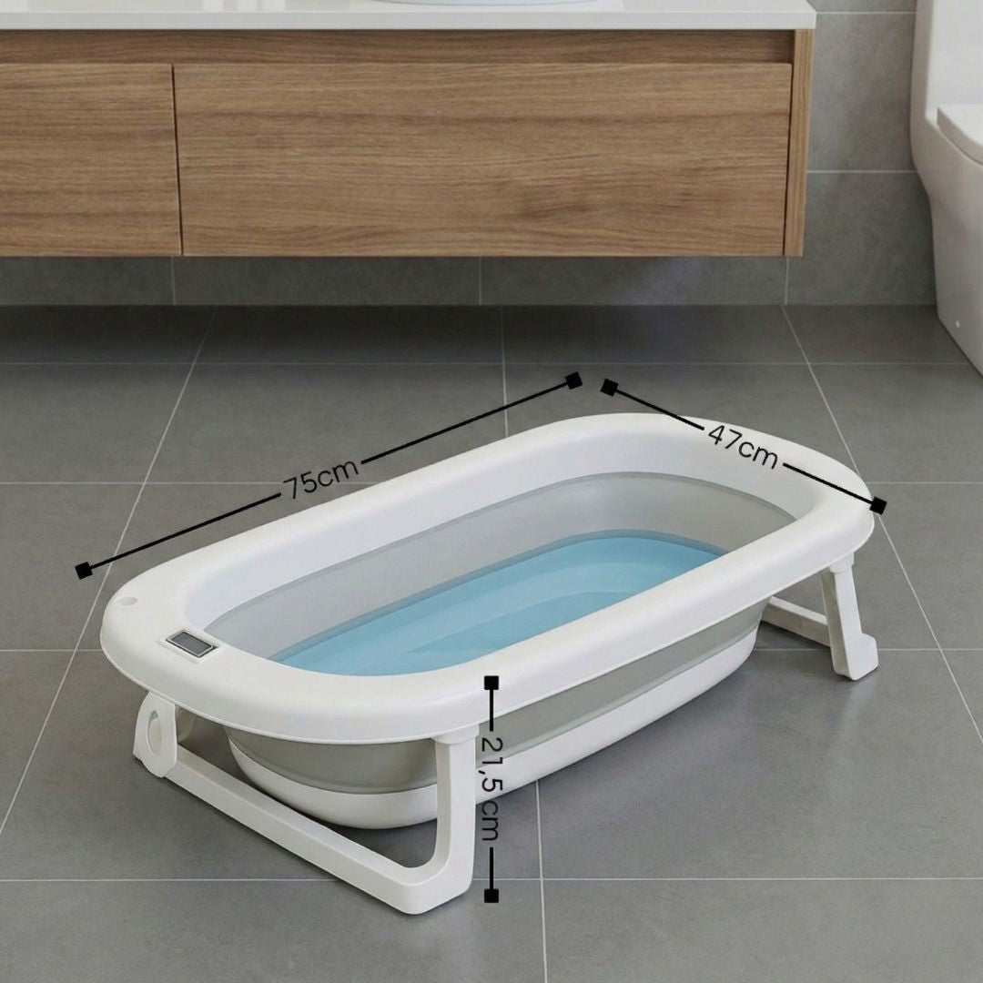Bathby Bañera Plegable Gris Para Bebés, Cojín Reductor, Termómetro, Patas Antideslizantes (gris Pastel)_3