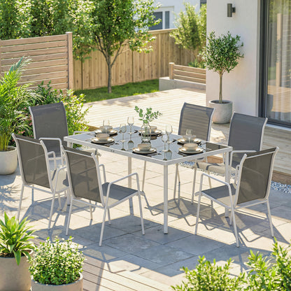 Outsunny Conjunto De Mesa Y Sillas Jardín De 7 Piezas Con Sillas Transpirables_3