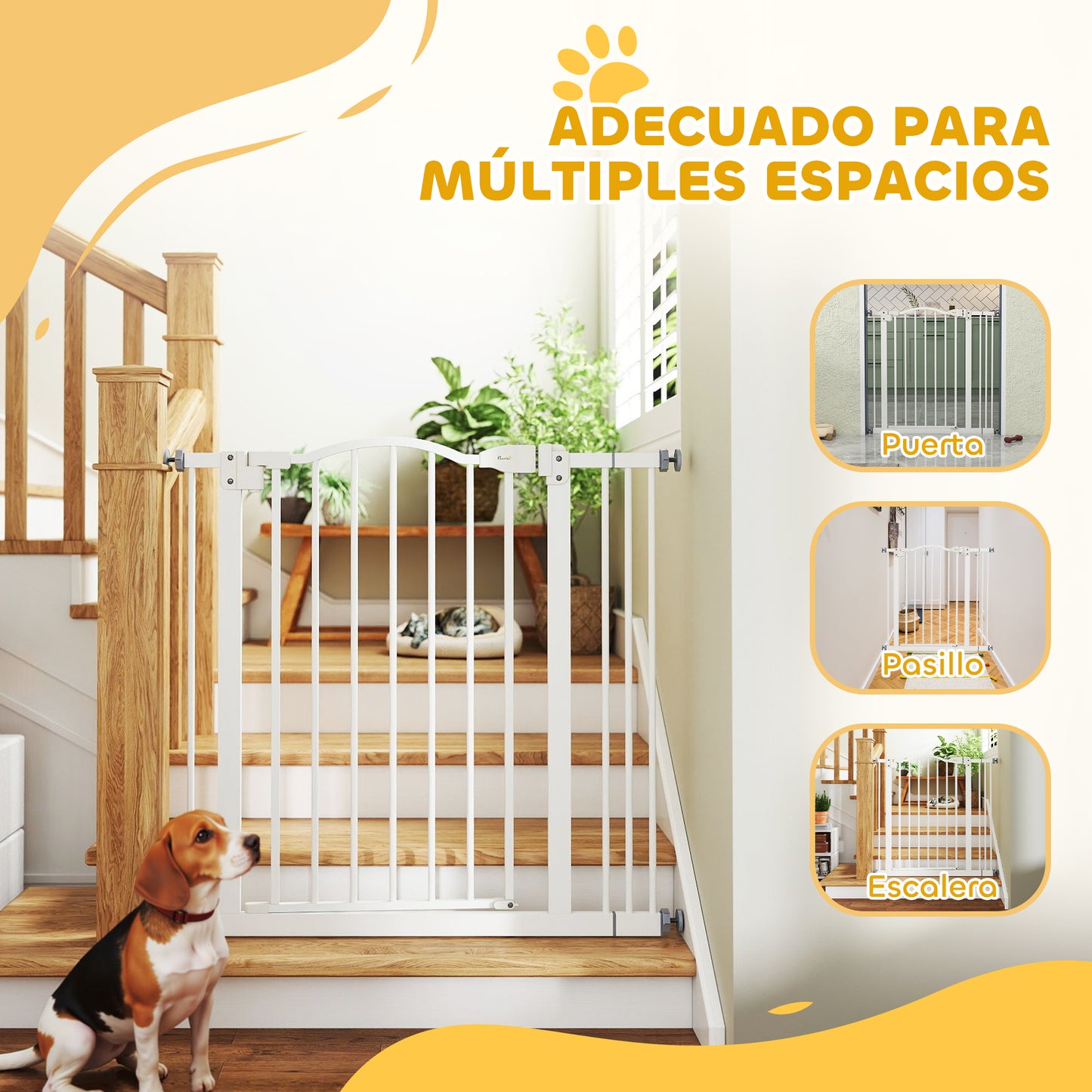 Pawhut Barrera De Seguridad Extensible Con Extensión 74-87x78 Cm Blanco_3