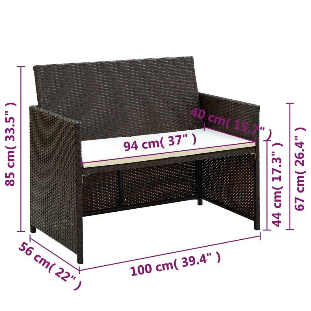 Vidaxl Set Muebles De Jardín 4 Piezas Y Cojines Ratán Sintético Marrón_2