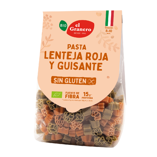 Pasta de Lenteja y Guisantes Sin Gluten Bio El Granero 250 g