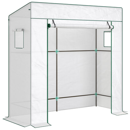 Invernadero Outsunny Acero, Pe Blanco 196x77x197 Cm_1
