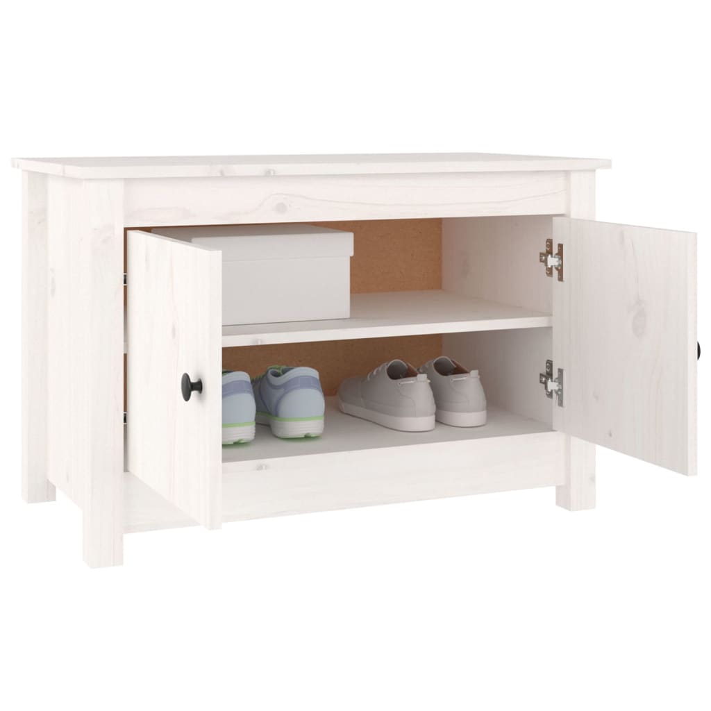 Armario Zapatero De Madera Maciza De Pino Blanco 70x38x45,5 Cm / Vetonek_0