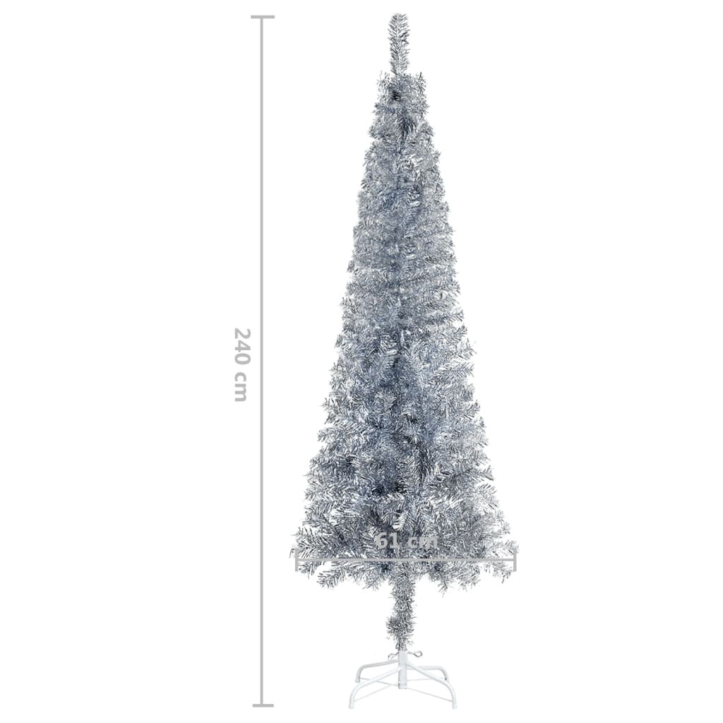 Vidaxl Árbol De Navidad Delgado Plateado 240 Cm_2