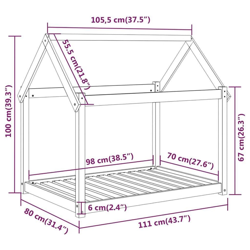Vidaxl Cama Para Perros Madera Maciza De Pino Blanco 111x80x100 Cm_2