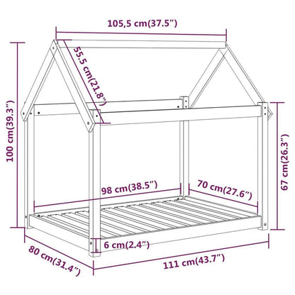 Vidaxl Cama Para Perros Madera Maciza De Pino Blanco 111x80x100 Cm_2
