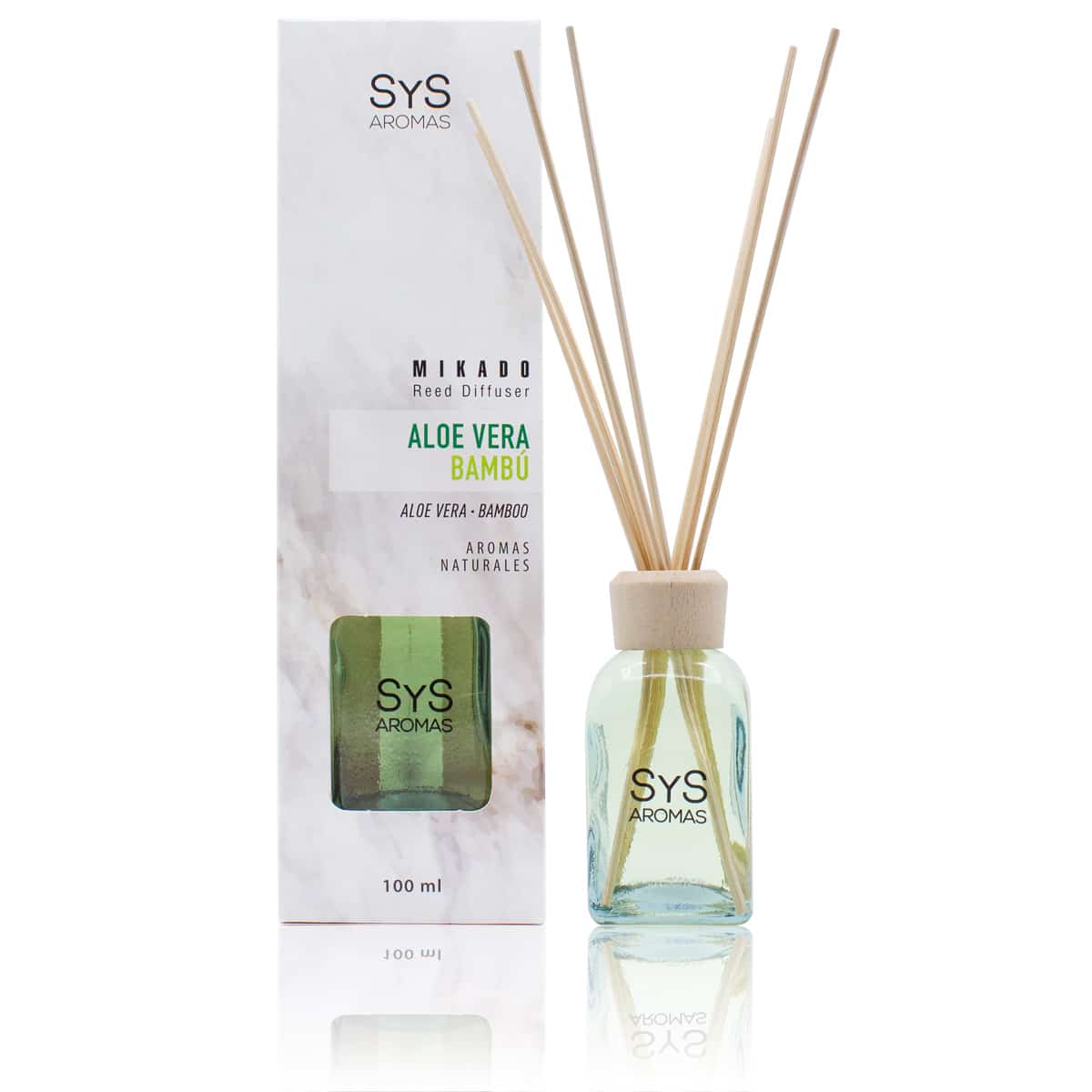 Ambientador Mikado Aloe Vera-Bambú Mármol SYS Aromas 100 ml | Aroma Herbal y Agreste | Relajante_0