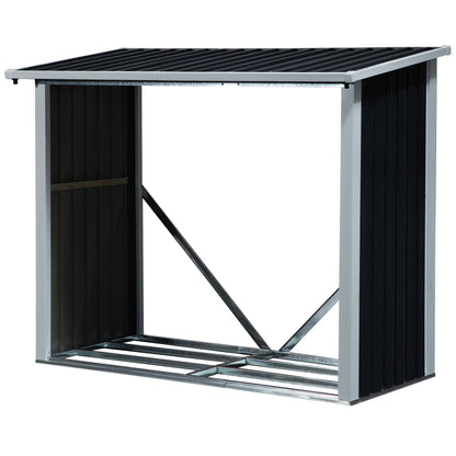 Outsunny Casetilla Para Leña De Acero Galvanizado Para Jardín Exterior_0