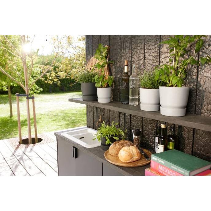 Macetero con plato integrado Greenville Elho Antracita 25 cm