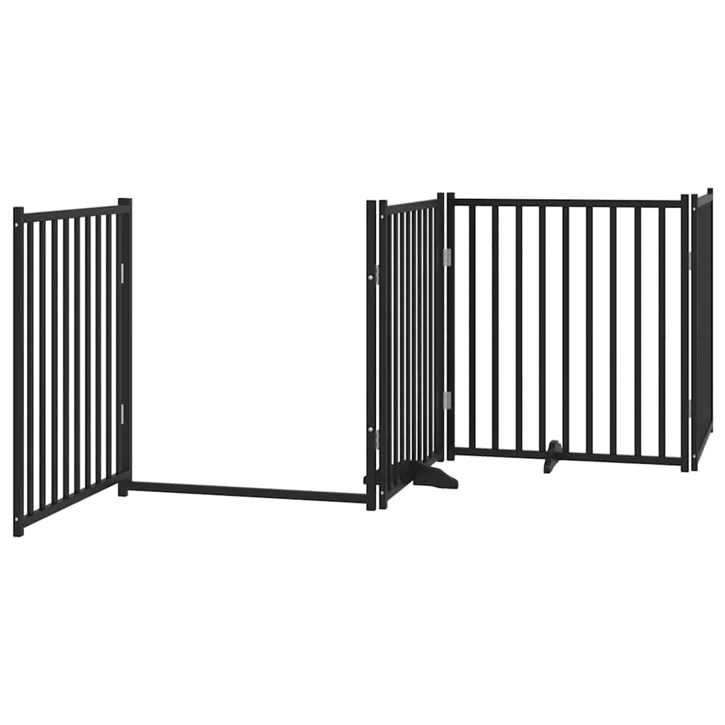 Vidaxl Puerta Para Perros Plegable 6 Paneles Madera Álamo Negra 480 Cm_3