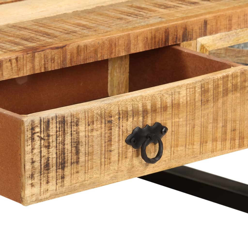 Mesa De Centro De Madera Maciza De Mango 110x50x38 Cm_4