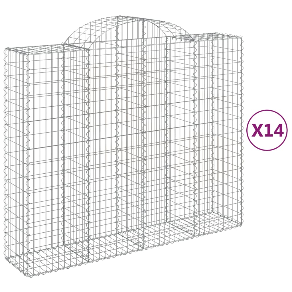 Cestas Gaviones 14 Uds Forma De Arco Hierro 200x50x160/180 Cm_0