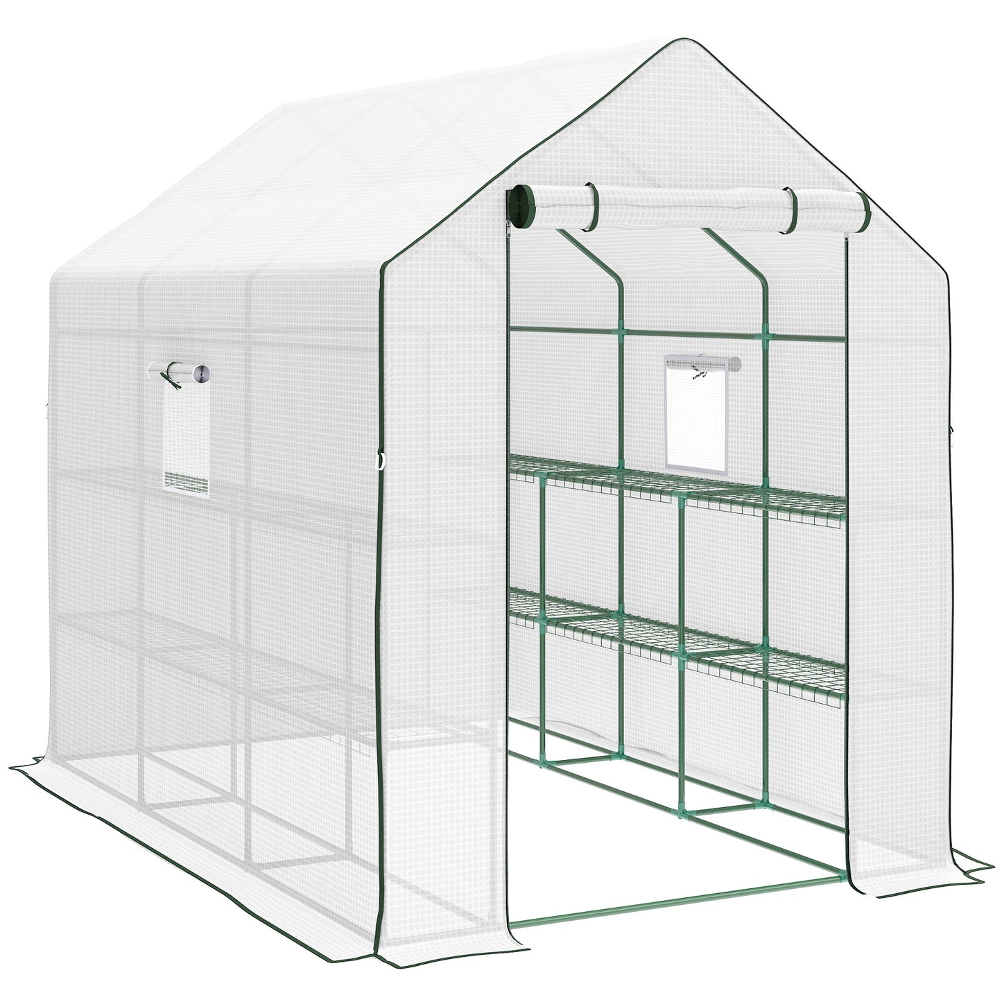 Outsunny Invernadero De Exterior Con 1 Estantes Puerta Enrollable 140x213x190 Cm_0
