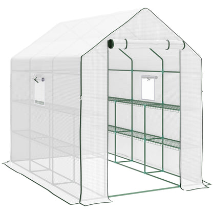Outsunny Invernadero De Exterior Con 1 Estantes Puerta Enrollable 140x213x190 Cm_0