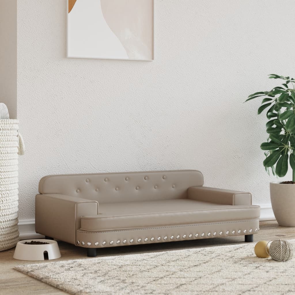 Cama Para Perros De Cuero Sintético Color Capuchino 90x53x30 Cm / Vetonek_5