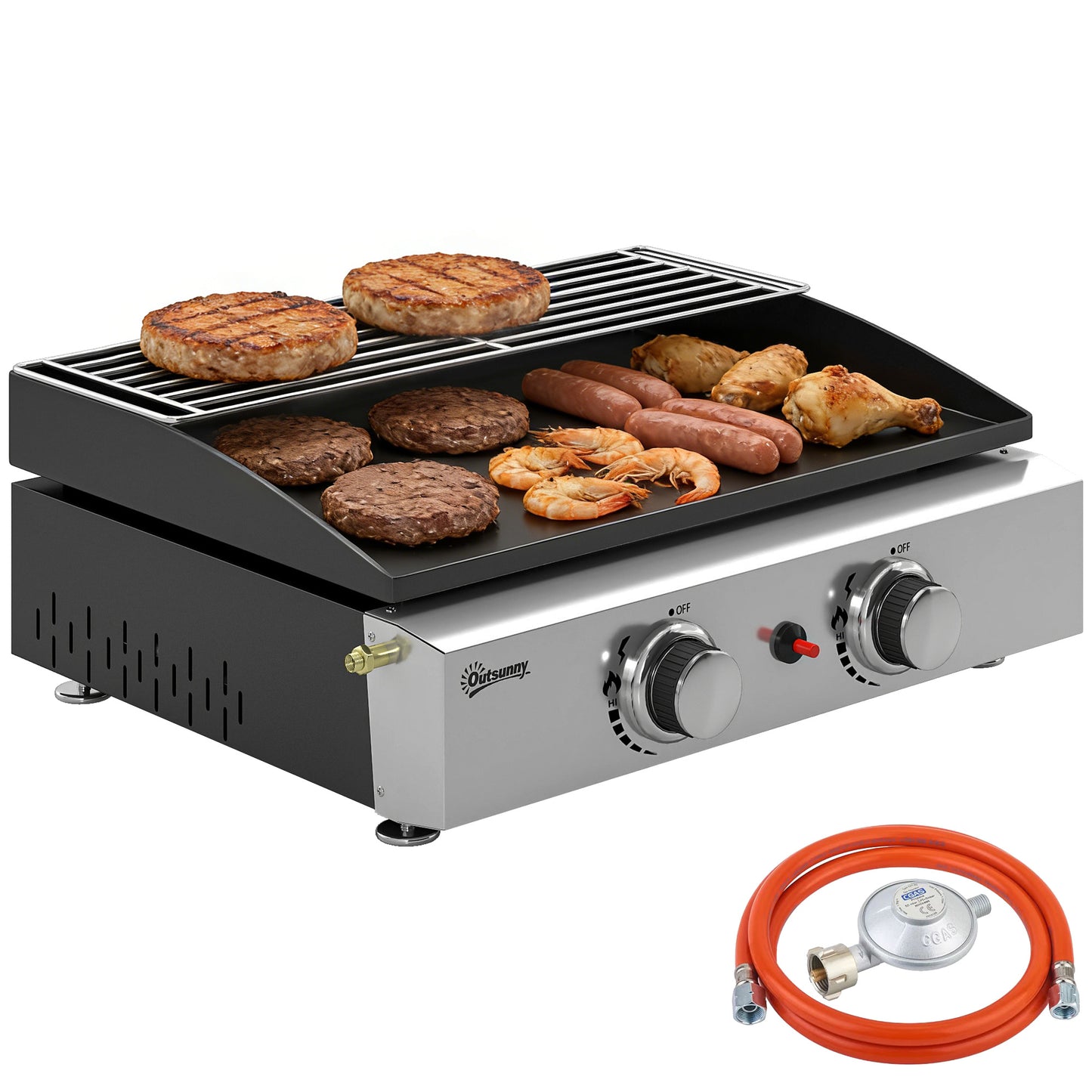 Outsunny Barbacoa De Gas Bbq Gas Con 2 Quemadores 5 Kw_0