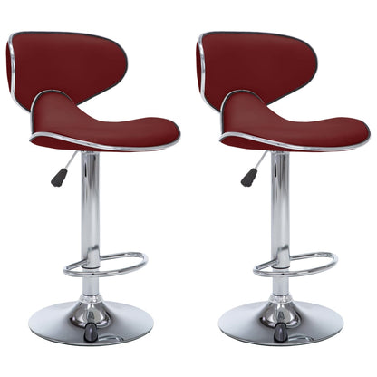 323649 Bar Stools 2 Pcs Wine Red Faux Leather_0