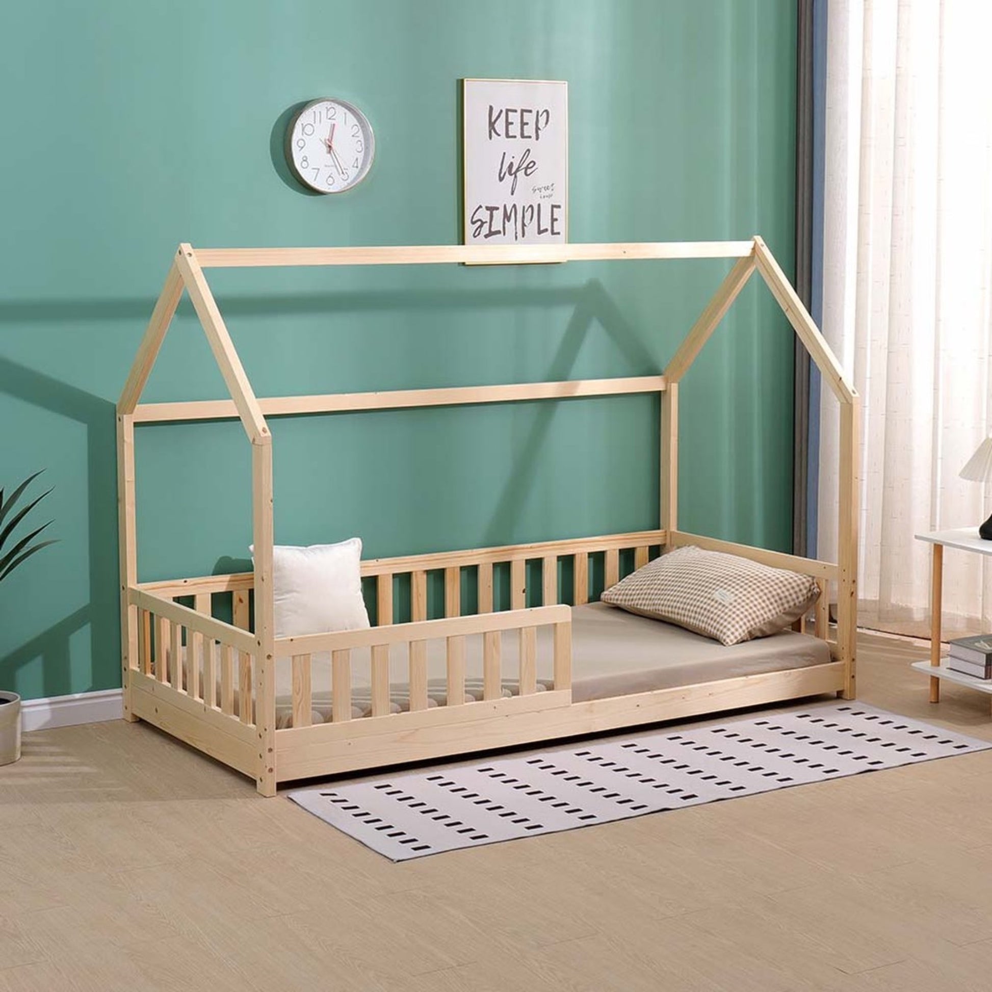 Well Home Cama Infantil 'bosco' Diseño Cabaña 90x190cm