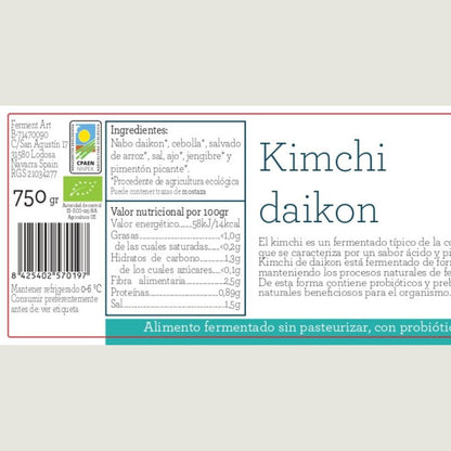 Kimchi Daikon Eco Sin Pasteurizar Ferment Art 750 Gr