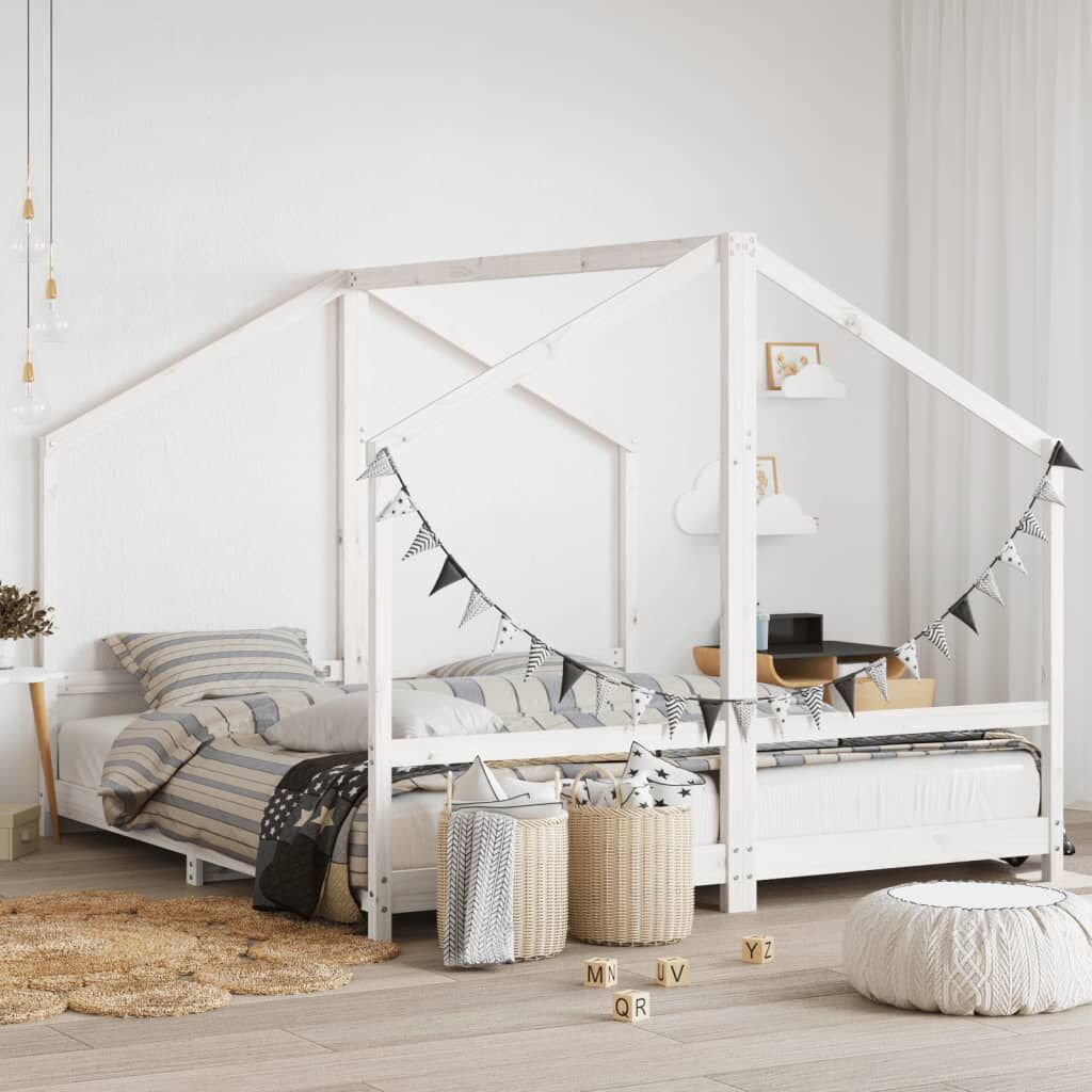 Vidaxl Estructura De Cama Para Niños Madera Pino Blanco 2x(90x200) Cm_1