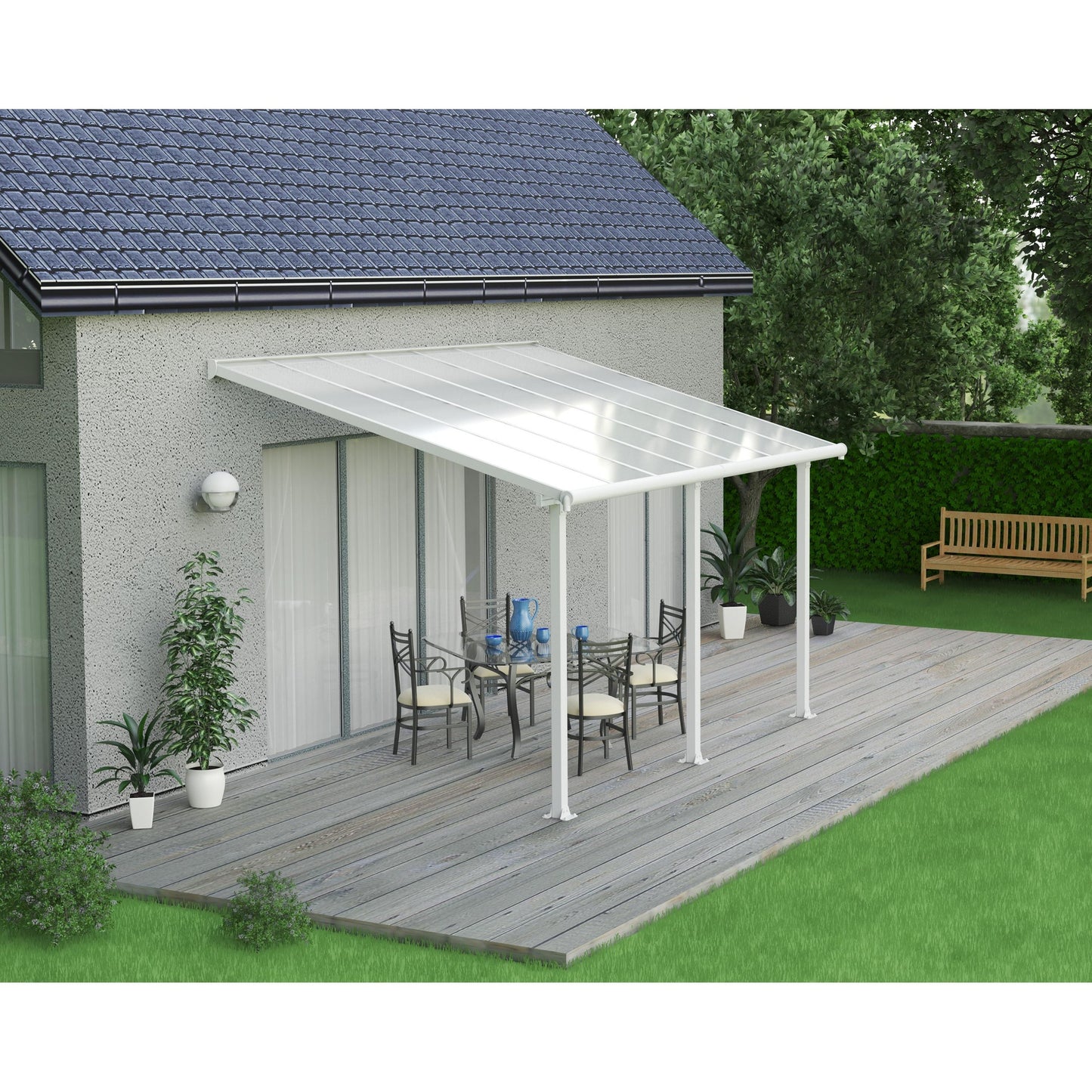 Pérgola adosada Olympia 425x294 blanco