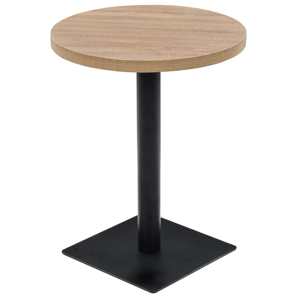 Mesa De Bar Bistró Mdf Y Acero Redonda 60x75 Cm Color Roble_0
