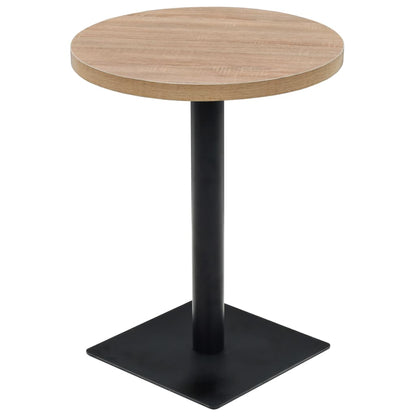 Mesa De Bar Bistró Mdf Y Acero Redonda 60x75 Cm Color Roble_0