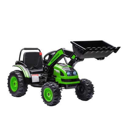 Homcom Tractor Eléctrico Niños +3 Años 6v Pala Luces Velocidad 2 Niveles Verde_0