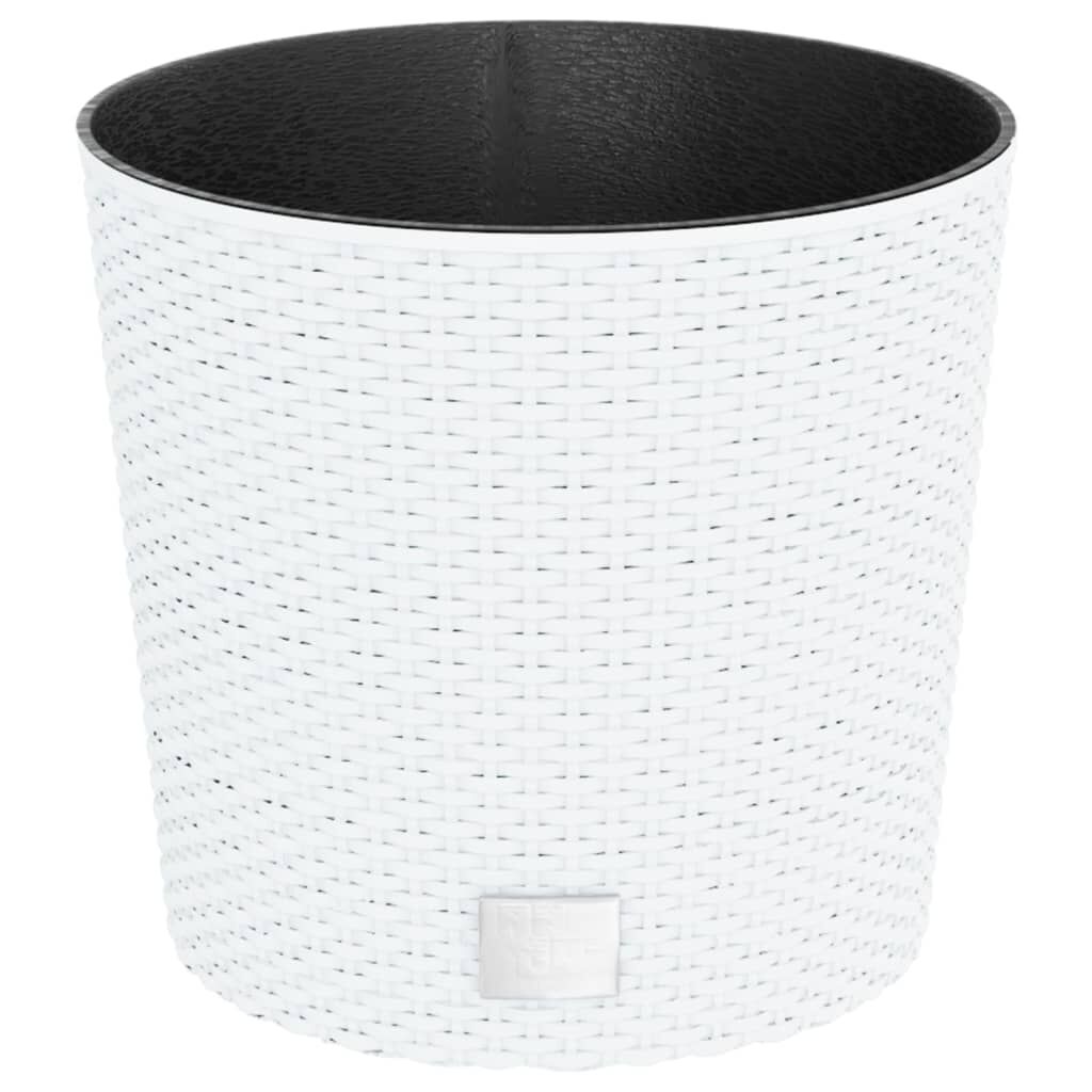 Vidaxl Macetero Con Interior Extraíble Pp Ratán Blanco 15/15,3 L_0