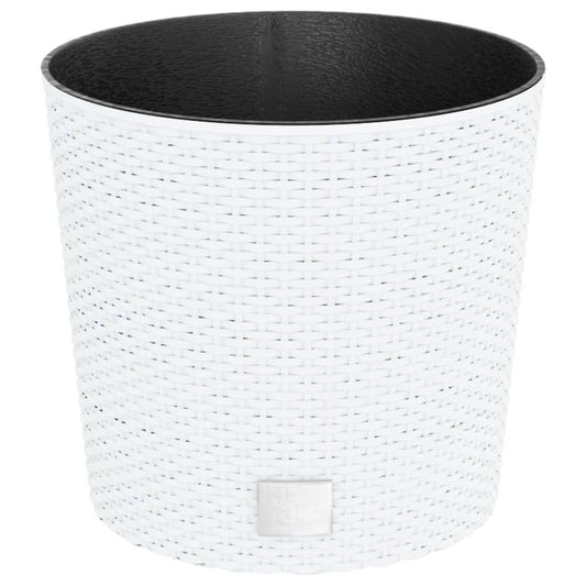 Vidaxl Macetero Con Interior Extraíble Pp Ratán Blanco 15/15,3 L_0